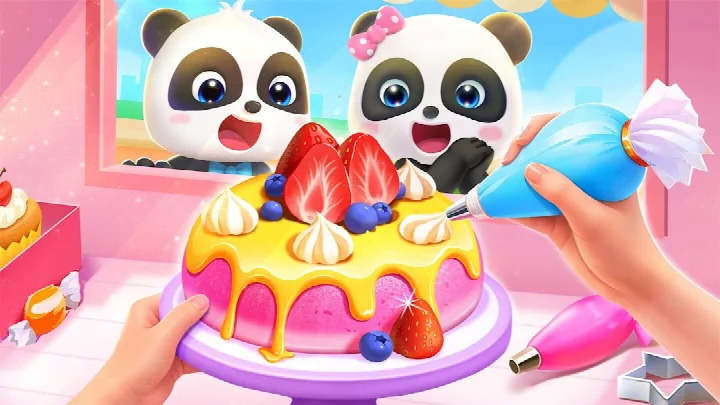 Baby Panda World-Learning Game adventure map featuring a dinosaur kingdom and water slides