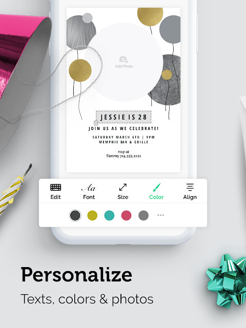 Comment wall preview where guests can leave messages on the invitation