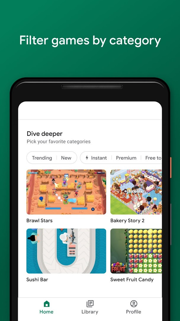Google Play Games gamer profile screen with custom gamer ID, achievements, and XP.