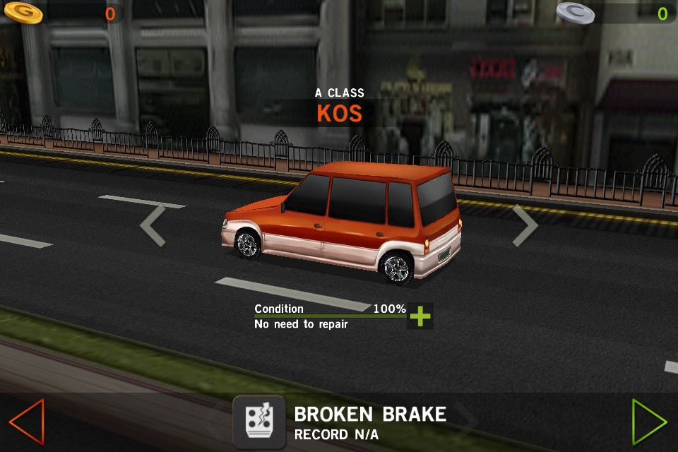 Street view from behind a red car during a timed driving mission in Dr. Driving.