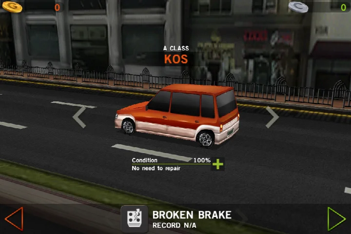Street view from behind a red car during a timed driving mission in Dr. Driving.