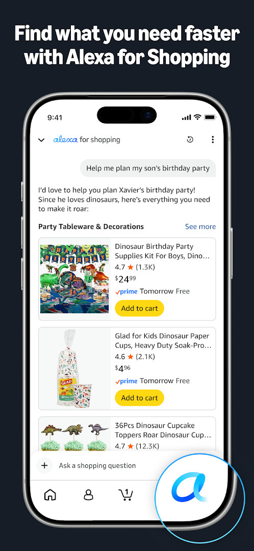 Amazon Shopping product detail page with 360-degree view option.
