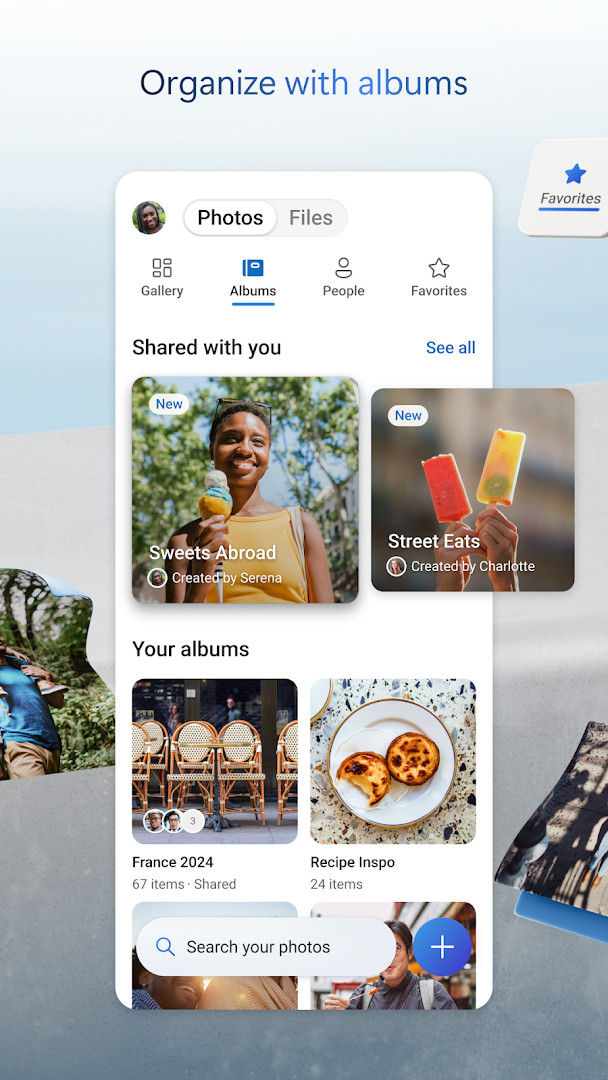 Search results page with photo and content filters