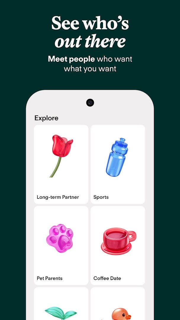 Tinder chat interface with ongoing conversation bubbles, text input, and safety tools icons.