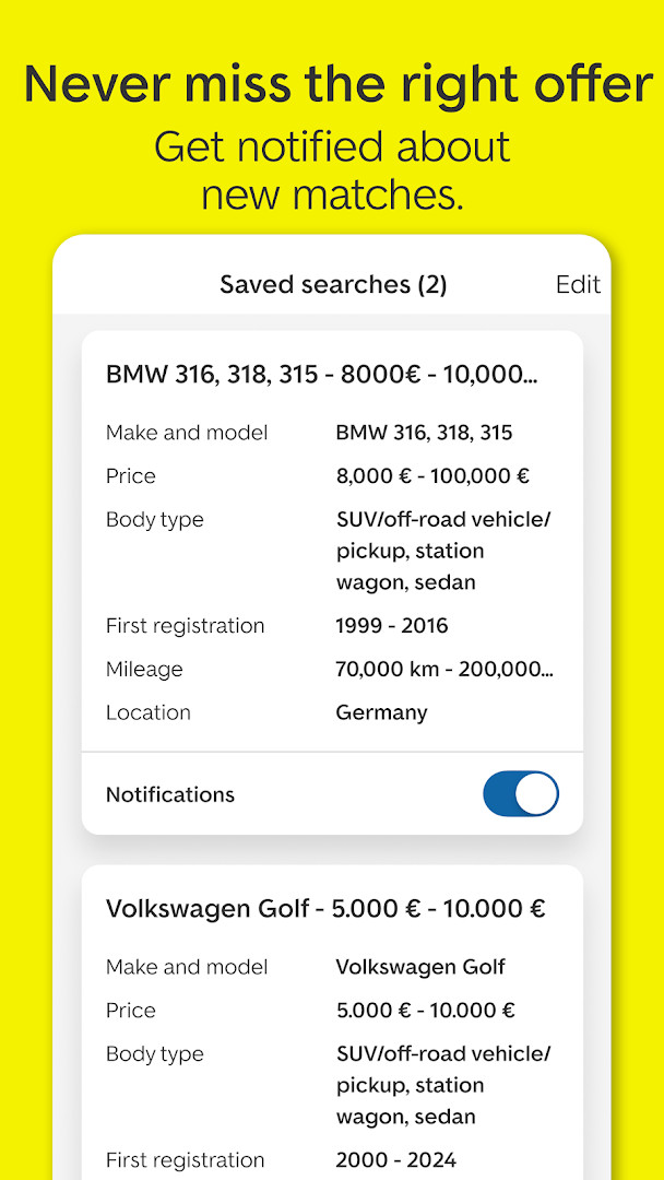Leasing comparison screen with monthly rates and terms