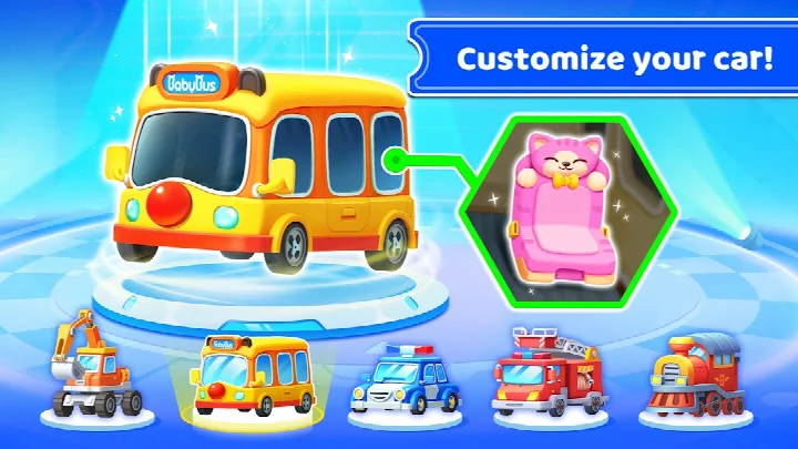 Driving a school bus on a city road to pick up children for kindergarten