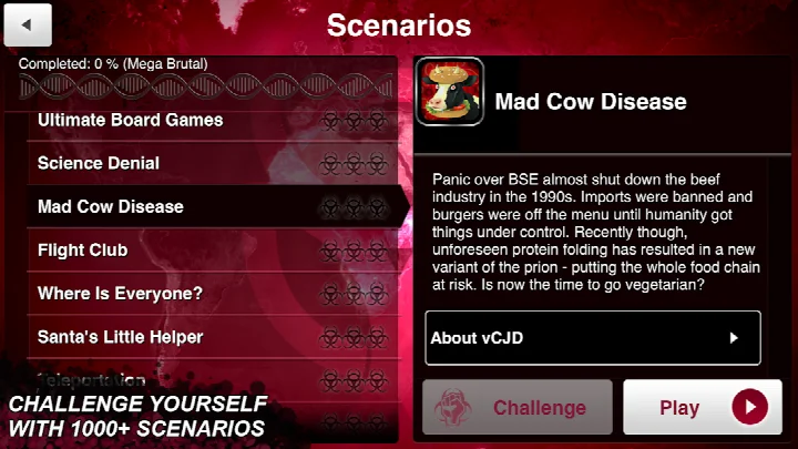 Plague Inc. screenshot highlighting the save/load functionality menu.