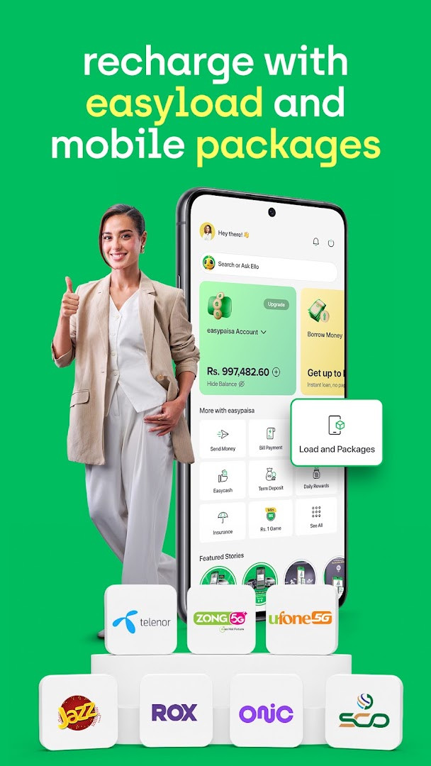 Mobile load and package activation screen for prepaid plans.