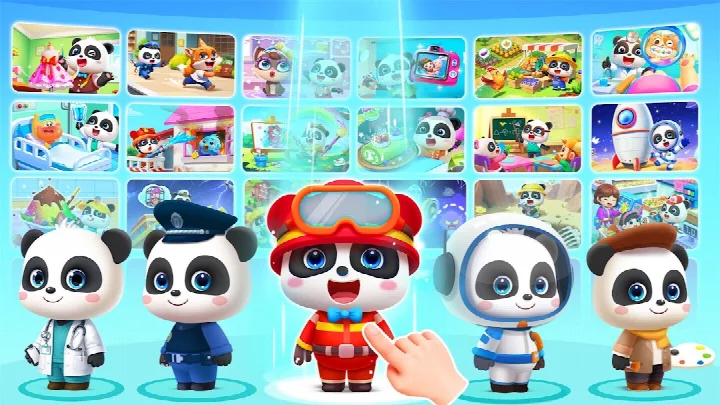 Baby Panda World-Learning Game offline zone showing downloaded favorites playable without Wi-Fi