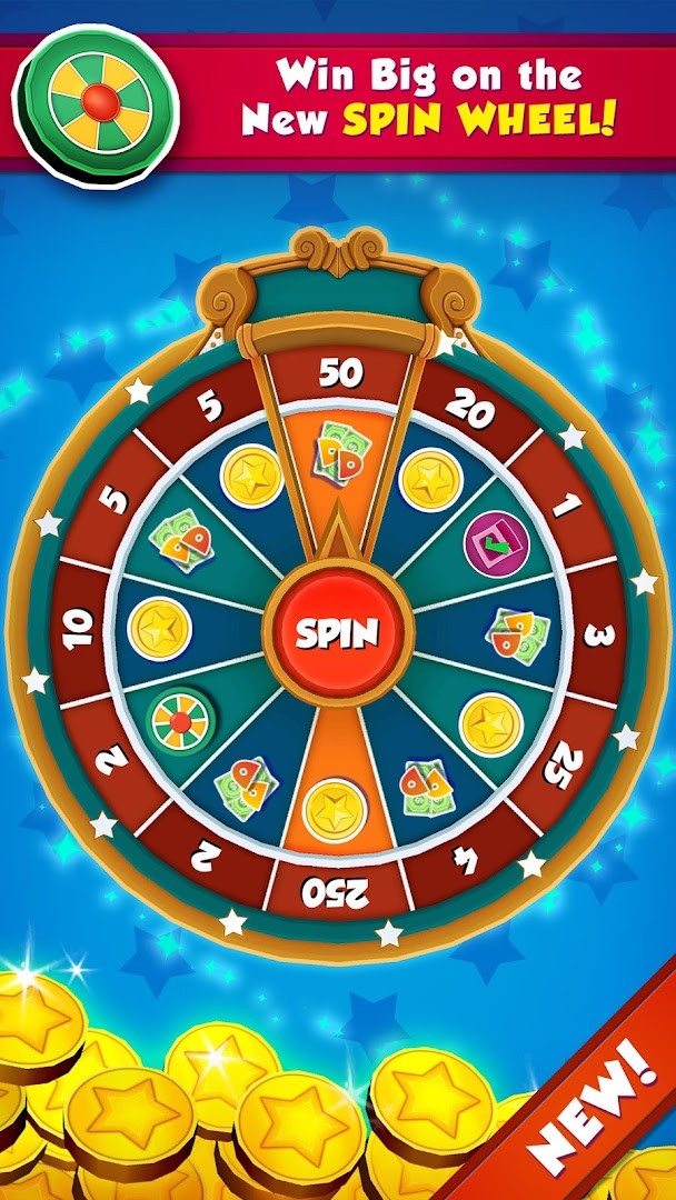 Screenshot capturing the Giant Coin splash effect scattering coins and prizes.