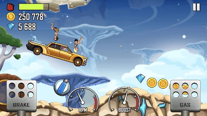 Hill Climb Racing stunt sequence earning points from daring tricks