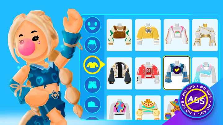 Open-world plaza filled with cartoon avatars, shops, and bright interactive scenery.